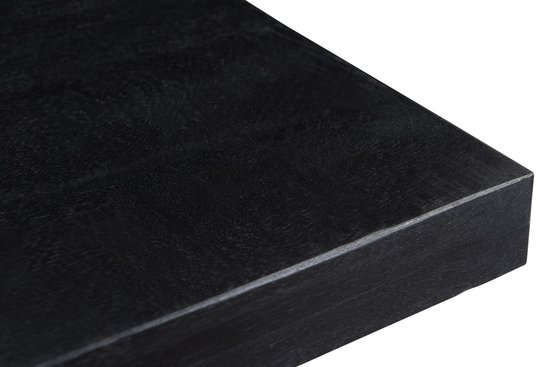 Black Omerta - Eettafel - mango - zwart - rechthoekig - 220x100 cm - stalen U-poot - zwart gecoat