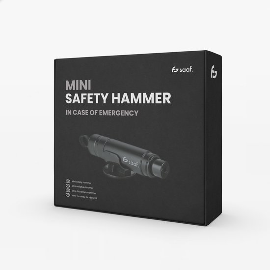 Veiligheidshamer - Gordelsnijder - Zelfklevende Houder - Incl. Testglas - Compact en Krachtig - van Saaf