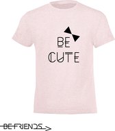 Be Friends T-Shirt - Be cute - Kinderen - Roos - Maat 10 jaar