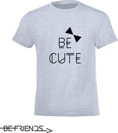 Be Friends T-Shirt - Be cute - Kinderen - Licht blauw - Maat 8 jaar