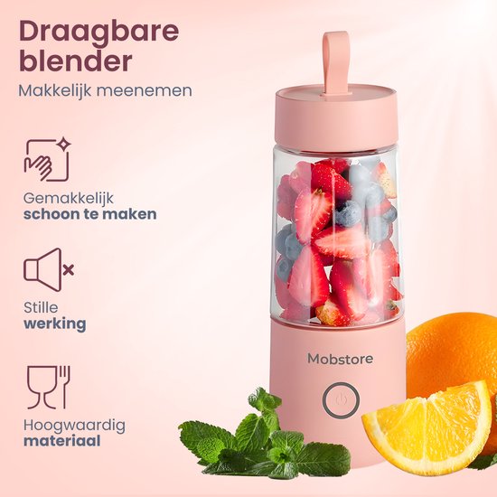 Draagbare blender en smoothie-maker, 650 ml elektrische mixer, smoothie