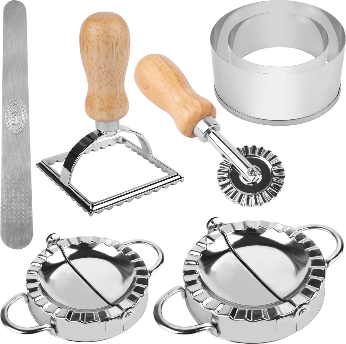 Ravioli Shaper Set van 7 Ravioli Maker roestvrijstalen Dumpling Maker Dumpling Shaper met Ravioli Cutter en deegwielen voor het maken van Dumpling Ravioli