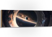 Hout - Planeet - Ruimte - Maan - Aarde - 120x40 cm - 9 mm dik - Foto op Hout (Met Ophangsysteem)