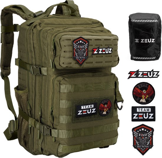 ZEUZ Tactical Rugzak Dames & Heren voor Fitness & CrossFit – Backpack - Sporttas - Militaire Army Bag - Sport Tas – 45 Liter - Groen