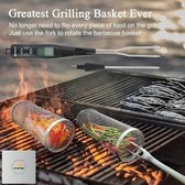 SwissBex 30 cm Grillmand en Multifunctionele BBQ Thermometer Set met Vleesvork