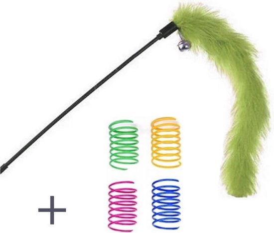 Springveer Katten Kattenveertjes - Set 4 stuks met groene speelhengel | bol
