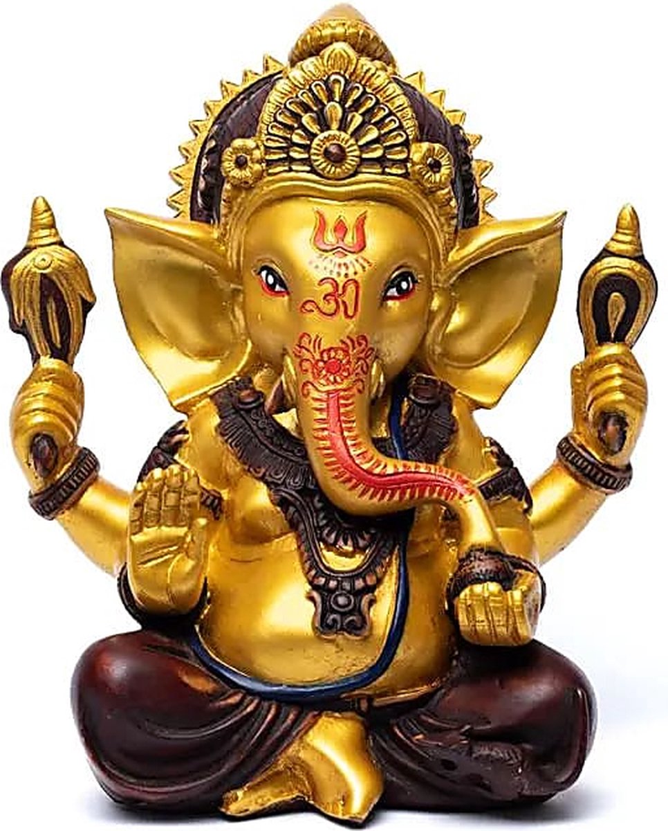 Yogi & Yogini - Ganesha beeld - goudkleur