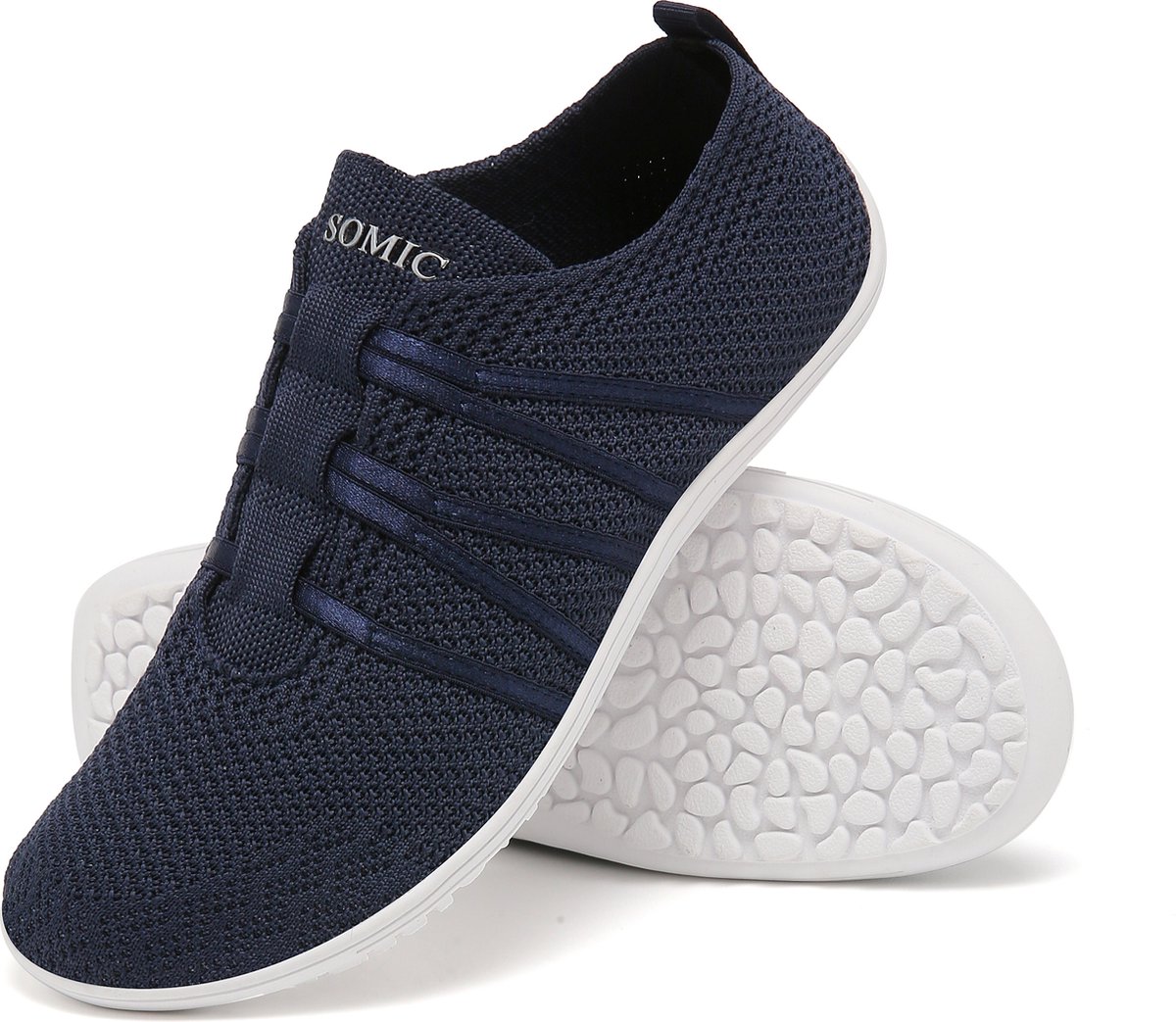 Somic Barefoot Schoenen - Instappers - Gymschoenen Zaalschoenen - Sportschoenen Sneaker - Ademend Knit Mesh - Platte Zool - Blauw - Maat 39
