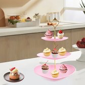 1 Stuk Plastic Cupcake Stand Tower, Hartvormige Borden, Hartvormige Decoratieve Dessert Cupcake Stand, Serveerschalen Voor Taart Snoep Fruit Donuts, Valentijnsdag Decoratie, Feestbenodigdheden, Tafeldecoraties