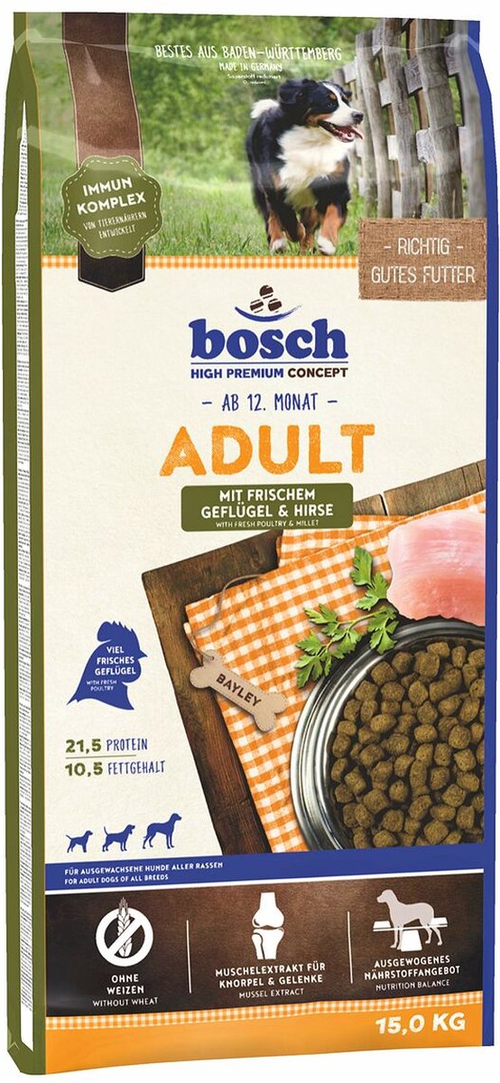 Bosch Adult gevogelte & gierst hondenvoer 15 kg + 3 kg gratis