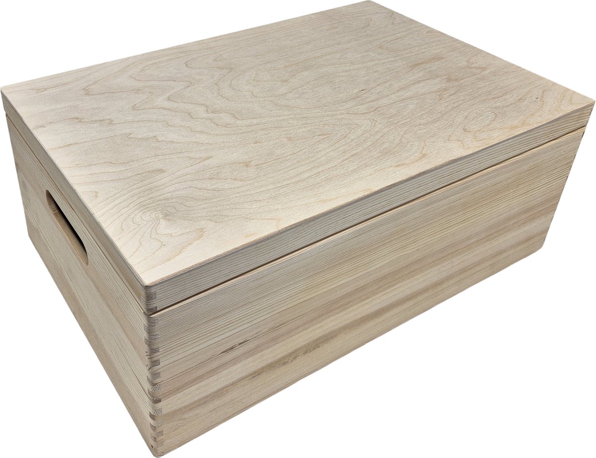 Houten opbergkist - met klepdeksel -L 59,5 CM x B 39 CM x H 23 CM