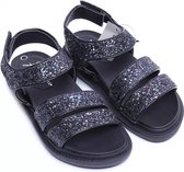 Zwarte glittersandalen