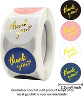Rol met 500 stijlvolle Thank You stickers in 4 kleuren - 2.5 cm diameter - Dankje - Bedankt - Celebration - Feestje - Bruiloft - Verlovingsfeest - Decoratie - Versiering - Verjaardag