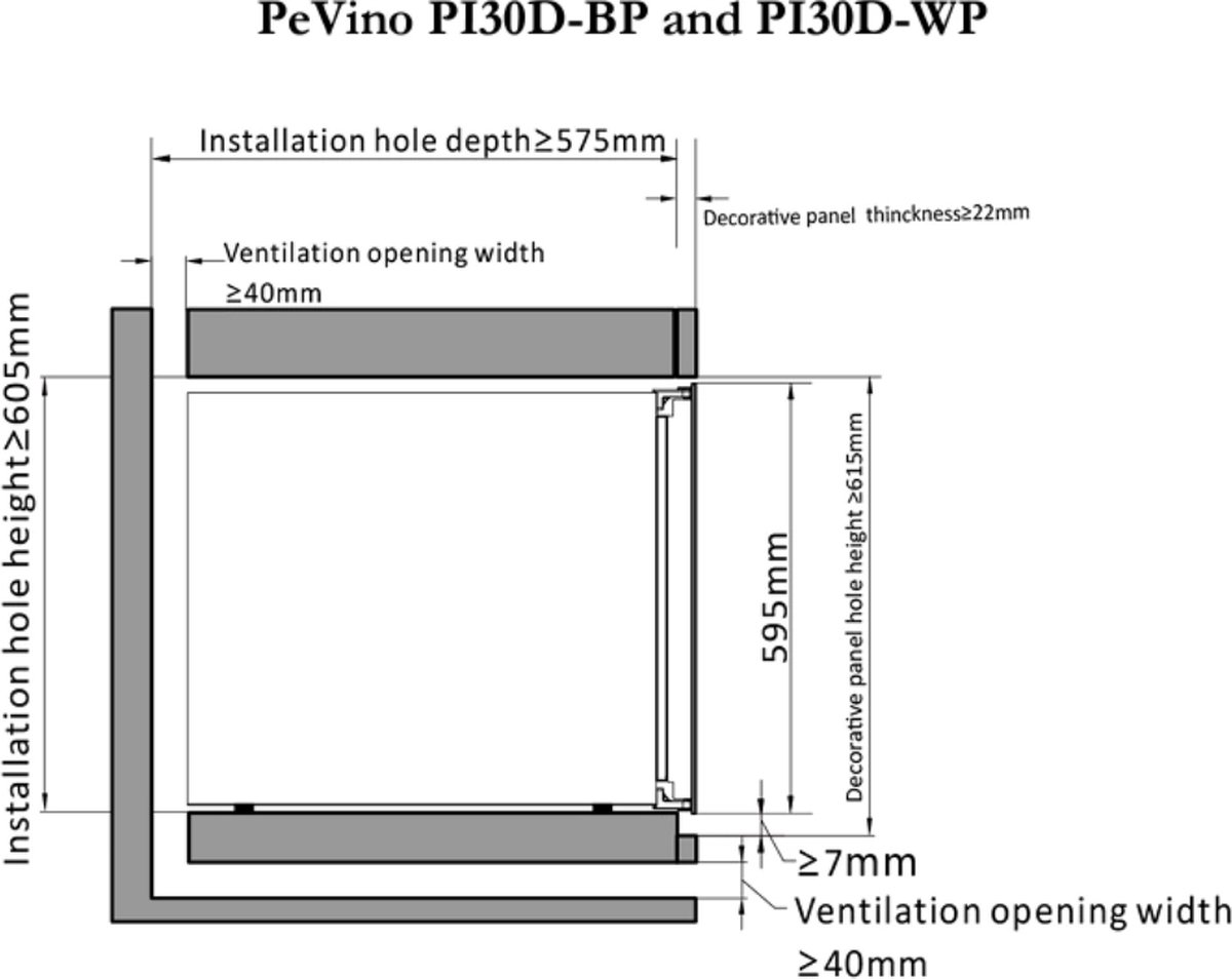 Pevino PI30D-B Wijnkoelkast 30 Flessen - 2 Zones - Stil 38 - afbeelding 3