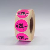 “€29” Prijs Stickers op rol 35mm roze - 1000ex.