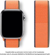 3 kleurig Oranje Blauw Groen Nylon Horloge Bandje Geschikt voor Apple Watch 1, 2, 3, 4, 5, 6, 7, 8, SE & Nike+, 38mm, 40mm & 41mm "Vrouwenbreedte" Series - Zacht Geweven Nylon - 38 mm, 40 mm en 41 mm - orange blue green