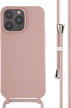 iPhone 15 Pro Hoesje Met Koord - Siliconen hoesje met koord - Flexibel - roze