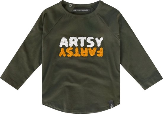 Your Wishes Artsy Fartsy Raglan Longsleeve - T-shirt - Lange Mouwen - Groen - Jongens - Maat: 86/92