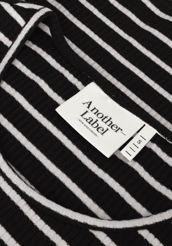 Another Label Abelia Stripe Top S/l Tops & T-shirts Dames - Shirt - Zwart - Maat M