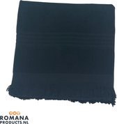 Handdoek | Hamamdoek met één zijde badstof | Terry | Zwart | 100 x 170 CM