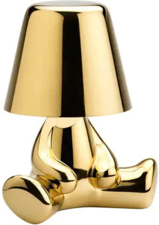 Lumi Glow Bros Tafellamp Oplaadbaar - Draadloos en Dimbaar - Nachtlamp Slaapkamer - Bureaulamp Woonkamer - Woondecoratie - Beelden en Figuren - Goud