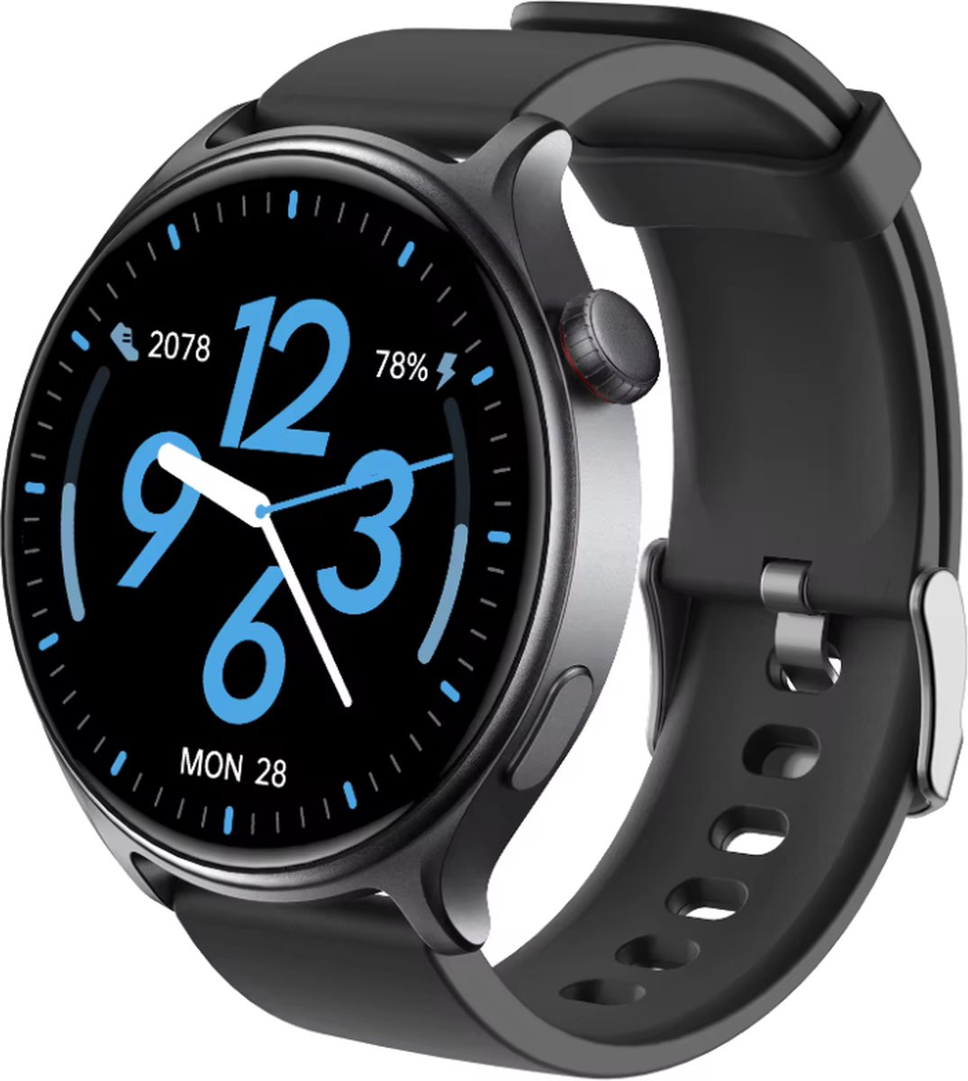 Maoo GTR Serie 2 Smartwatch Heren - Stainless Steel en TPU bandje - Stappenteller - Hartslagmeter - Slaapmonitor - Multisport - Geschikt voor Android en iOS - Zwart