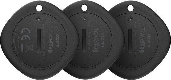 Xtorm Tech TravelTag 3-Pack - Tracker - Sleutelvinder voor Apple Find My - Apple tracker - Bluetooth Smart Tracker Tag voor Bagage/tassen - Air- Tag- Bluetooth tracker - Geschikt voor Apple Find My / Zoek Mijn App - Keyfinder - Zwart