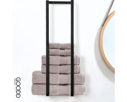 foto van GOODD® Paris - Handdoekrek - Handdoekhouder - 70 cm - Nieuw Model - Speciale poedercoating - Antivinger print - RVS - Zwart - Plakken of Boren - Zwarte afwerkdopjes voor de schroeven