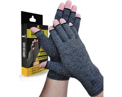 KANGKA® Reuma Therapeutische Handschoenen - Compressie Handschoenen Maat L - voor Artrose, Reuma, Artritis, RSI, CTS - Unisex - Grijs