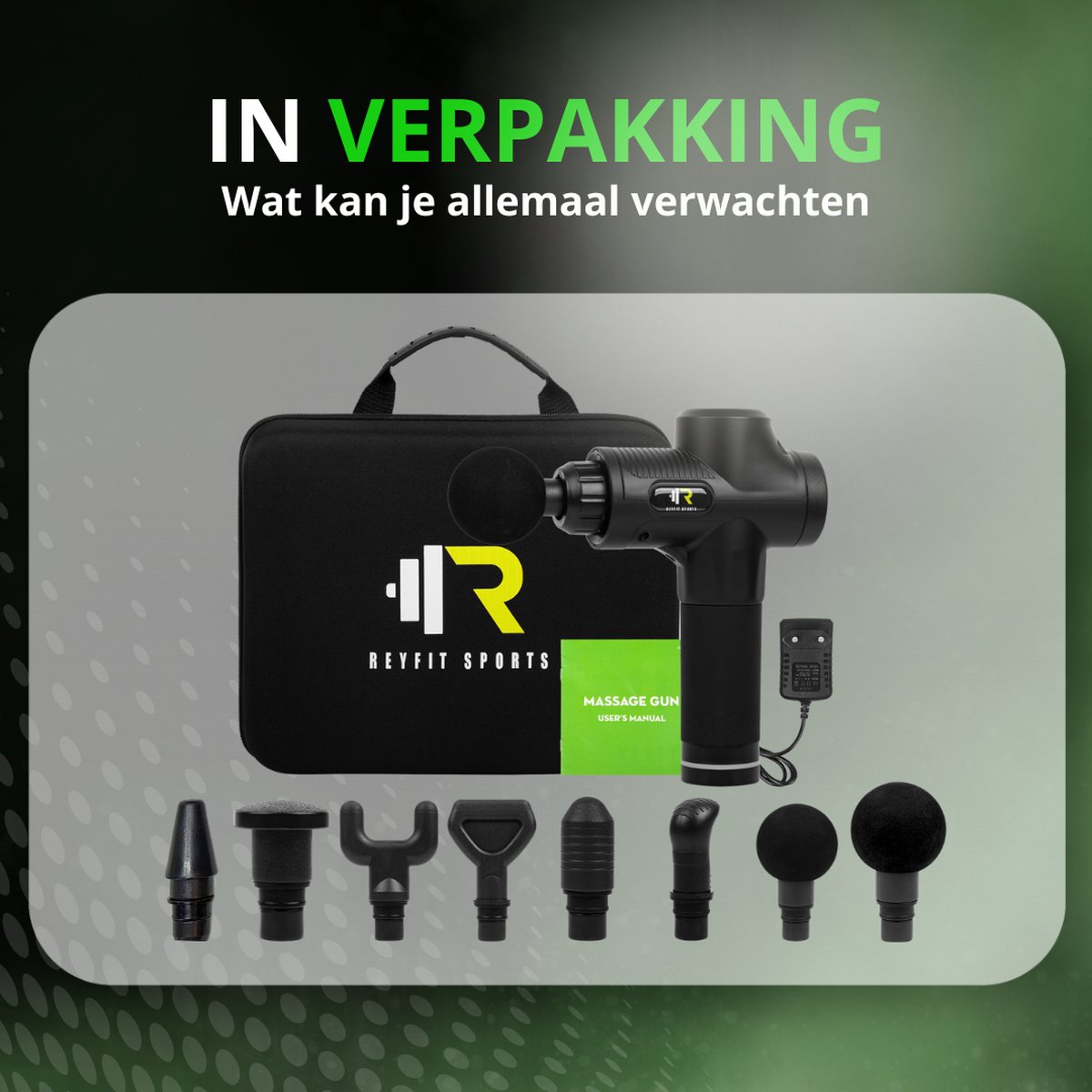 ReyFit Sports Massage Gun Pro: 30 standen, 8 opzetstukken thumbnail 6