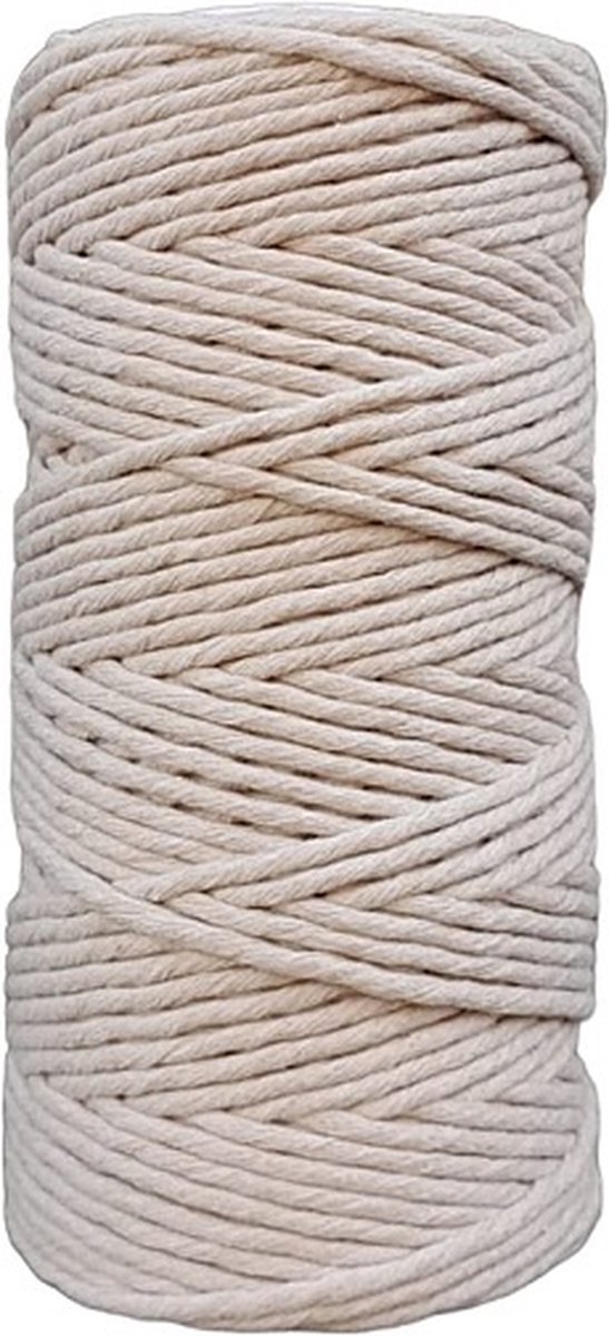 Cafuné Lux Macrame garen – 3 mm – Beige – 100 meter – Gerecycled katoen – OEKOTEX STANDARD 100 – Macrame touw – Uitkambaar koord
