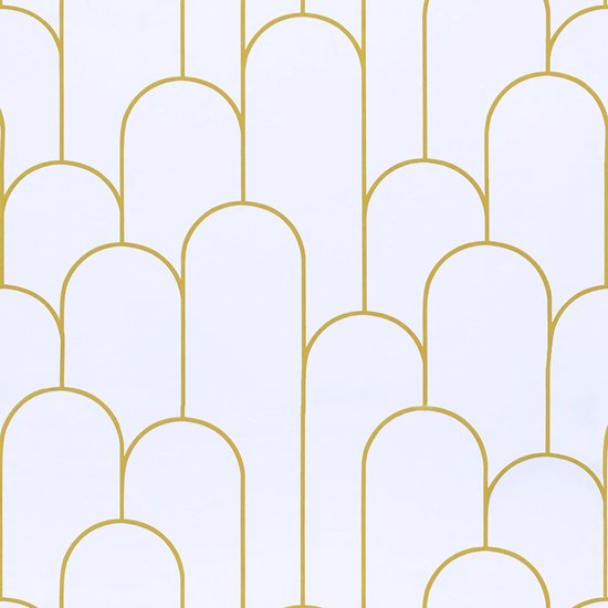 Zelfklevend behang - Behang met geometrisch patroon - 44 x 200 cm - Wit en Goud - Waterbestendige Meubelfolie - Zelfklevende plakfolie voor wandmeubels