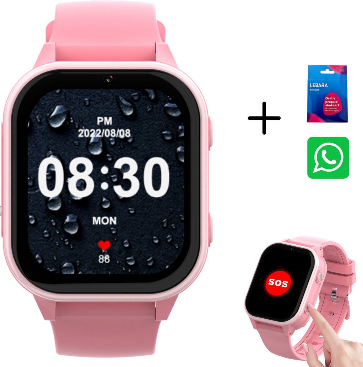 Smartwatch voor kinderen, GPS en 4G telefoon, kinderhorloge met videogesprek, voice-chat, schoolmodus, wifi, SOS-spelletje, wekker, stappenteller, telefoonhorloge, smartwatch voor meisjes en jongens