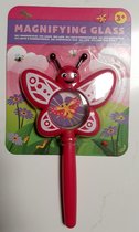 Creative Craft - magnifying glass insect butterfly - vergrootglas vlinder - loep - tuin insecten onderzoeken - kids - roze - 17cm