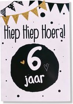Hoera 6 Jaar! Luxe verjaardagskaart - 12x17cm - Gevouwen Wenskaart inclusief envelop - Leeftijdkaart