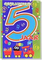 Hoera 5 Jaar! Luxe verjaardagskaart - 12x17cm - Gevouwen Wenskaart inclusief envelop - Leeftijdkaart