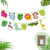 Guirlande de la jungle - 3 mètres - Décoration de la jungle - Chambre d'enfant - Feuilles - Animaux - Guirlande d'anniversaire - Guirlande en papier