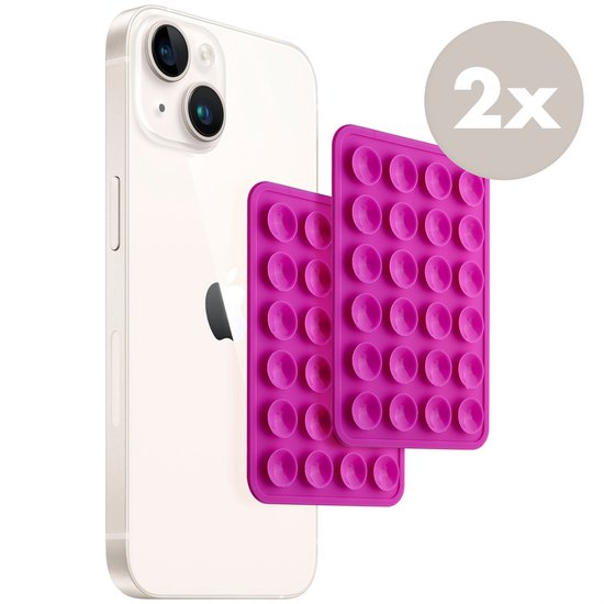 Selencia Zuignap Telefoon – 2-Pack – Selfiesticker Octobuddy – Roze