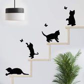 Grappige katten springen muurstickers woonkamer kat sticker decor behang kunst schakelaar sticker zwart vinyl vlinder decoratie keuken thuis kind slaapkamer hond schattige maan