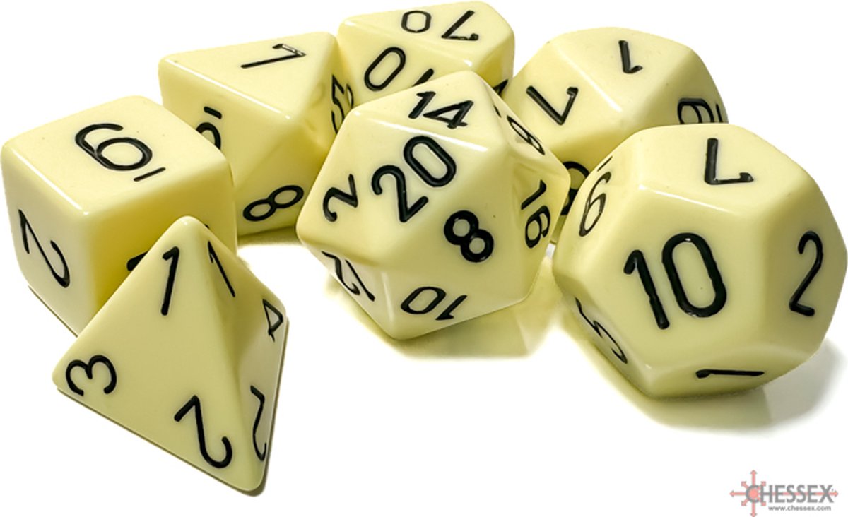 Chessex 7-Die set Opaque Pastel - Yellow/Black