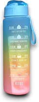Drinkwaterfles - (900ml) - Blauw / Roze - Waterfles met Motiverende Tekst - Sportieve, Lekvrije Drinkfles - Ideaal voor Buitensport en Reizen
