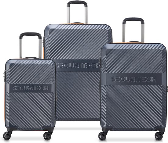 Securitech By Delsey Paris - Kofferset Patrol - 3 delig - Handbagage 37L + ruimbagage 75L en 110L - Antraciet