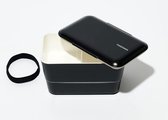 TAKENAKA Bento Bite Box Dual Matte Black milieuvriendelijke lunchbox gemaakt in Japan, BPA- & rietvrij, 100% recyclebaar plastic flesgebruik, magnetron- en vaatwasmachinebestendig, Bentobox rechthoekig L173xW110xH107mm (Mat Zwart)