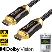 Qnected® HDMI 2.1 kabel 1 meter | Gen 2 Certified | 4K 120Hz & 144Hz, 8K 60Hz Ultra HD | Ultra High Speed | 48 Gbps | PS5, Xbox Series X & S | Charcoal Black
