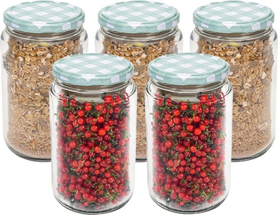 Hega Hogar Weckpot/voorraadpot Classico - 5x - 750 ml - kunststof - groen - D8 x H14 cm