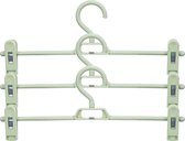 Kipit - broeken/rokken kledinghangers - set 16x stuks - groen - 32 cm - Kledingkast hangers/kleerhangers/broekhangers