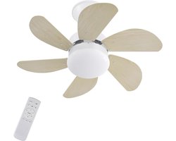 Plafondventilator met Verlichting - 6 Standen en Timer - Incl. Afstandbediening - Winter en Zomer Functie - Stil - Slaapkamer - Woonkamer - E27 fitting - Plafond Ventilator - Hout