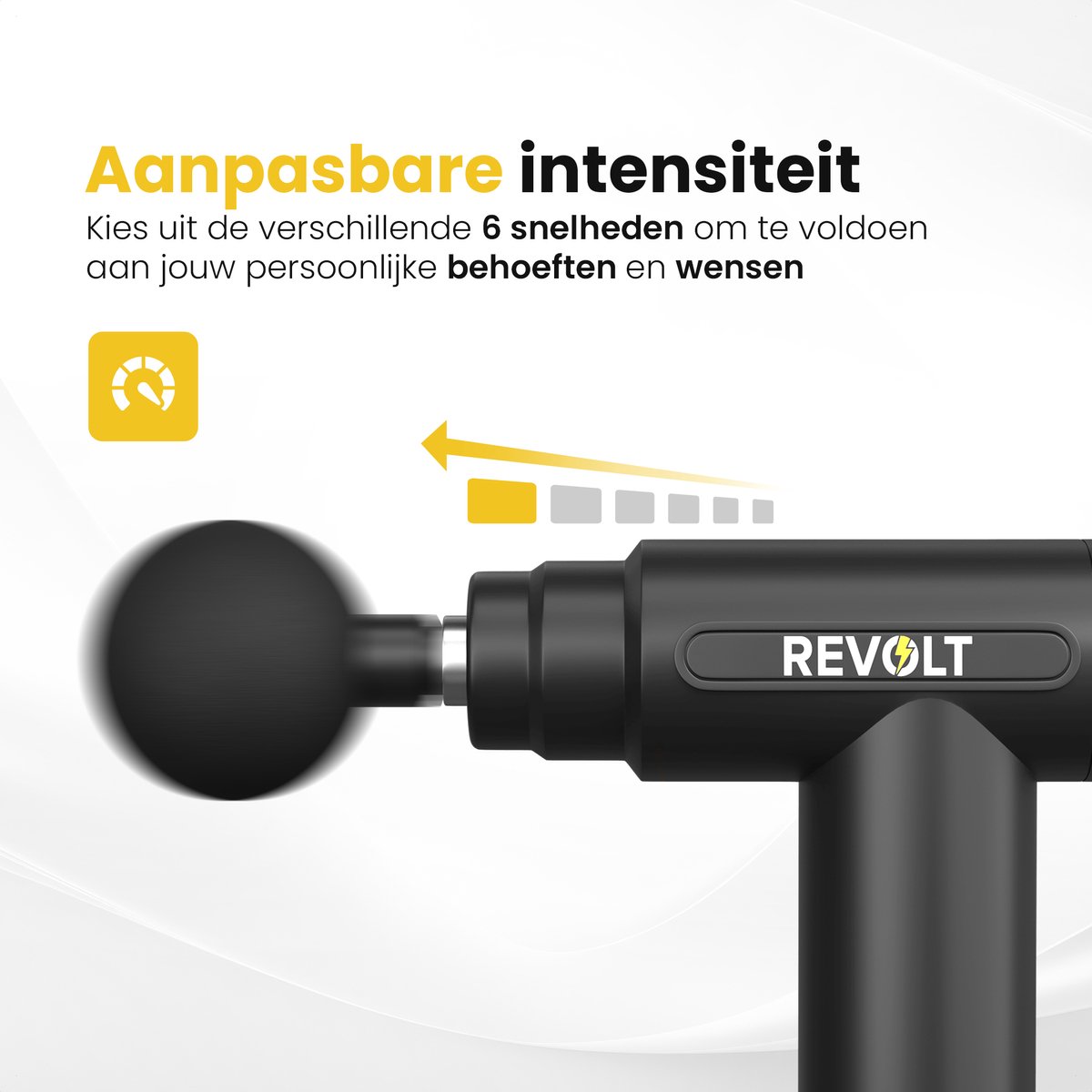 Revolt - Mini Massage Gun - Inclusief 4 Opzetstukken - Inclusief Adapter - 6 Snelheidsstanden - Spierherstel & Spierontspanning - Massage Pistool - Massage Apparaat Professioneel — cadeau in Sport & Outdoor - foto 8