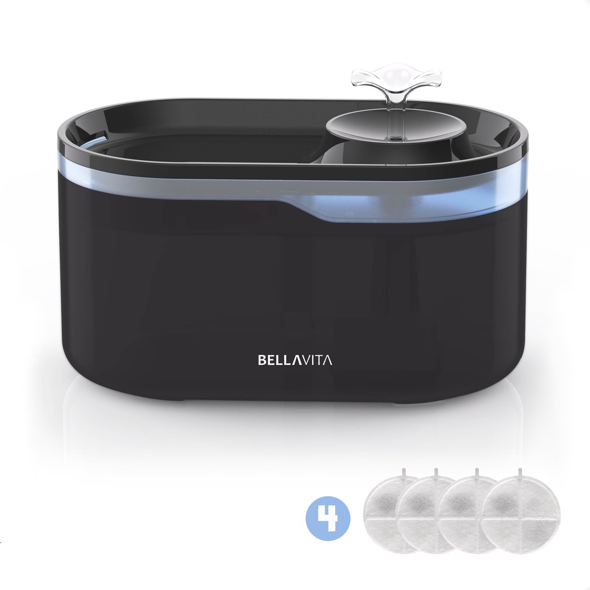 BELLAVITA® Drinkfontein - Waterfontein - Incl. 4 Filters - Waterfontein voor Katten en Honden - 2.8L - Dieren Drinkbak - Zwart thumbnail 2