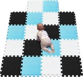 Puzzel-speelmat voor baby's en peuters, antislip vloermat van EVA-schuim wit zwart blauw